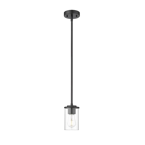 Z-Lite Thayer Pendant, 1-Light, 4.75 In.W x 7.5 In.H, Matte Black/Clear 742MP-MB - main